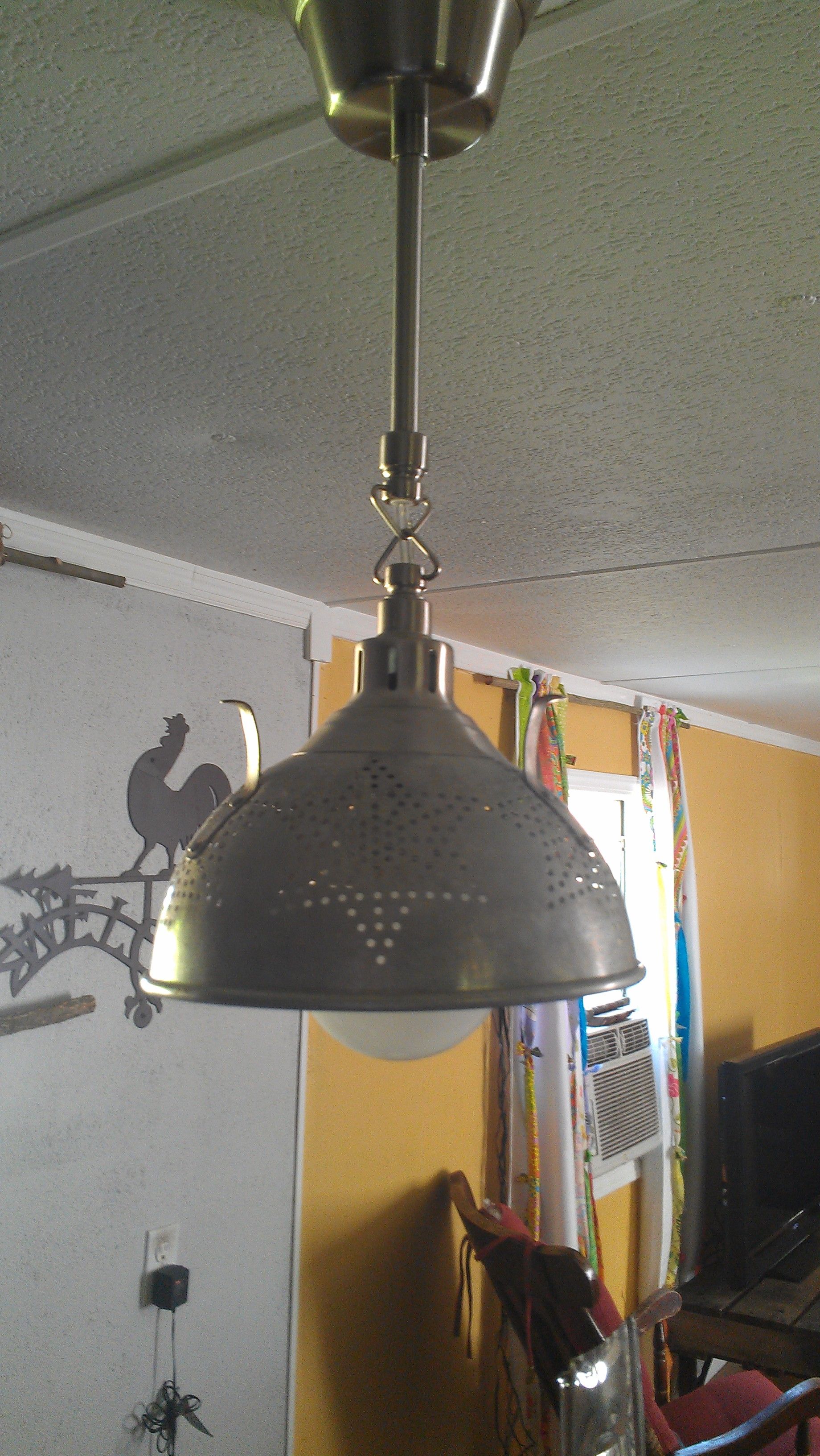 this is the light fixture i made from an old collander mason jar lighting home deco light fixtures repurposed light fixtures on this is the light fixture i made from an old collander mason jar lighting home deco light fixtures pinterest