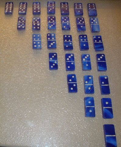 Glass Domino Double Six Set Each Piece Is Hand Crafted Constructed Of Blue Fused Kiln Fired With White Epox Formed Fire Glass Domino Double Six Set Each, Glass Domino Set