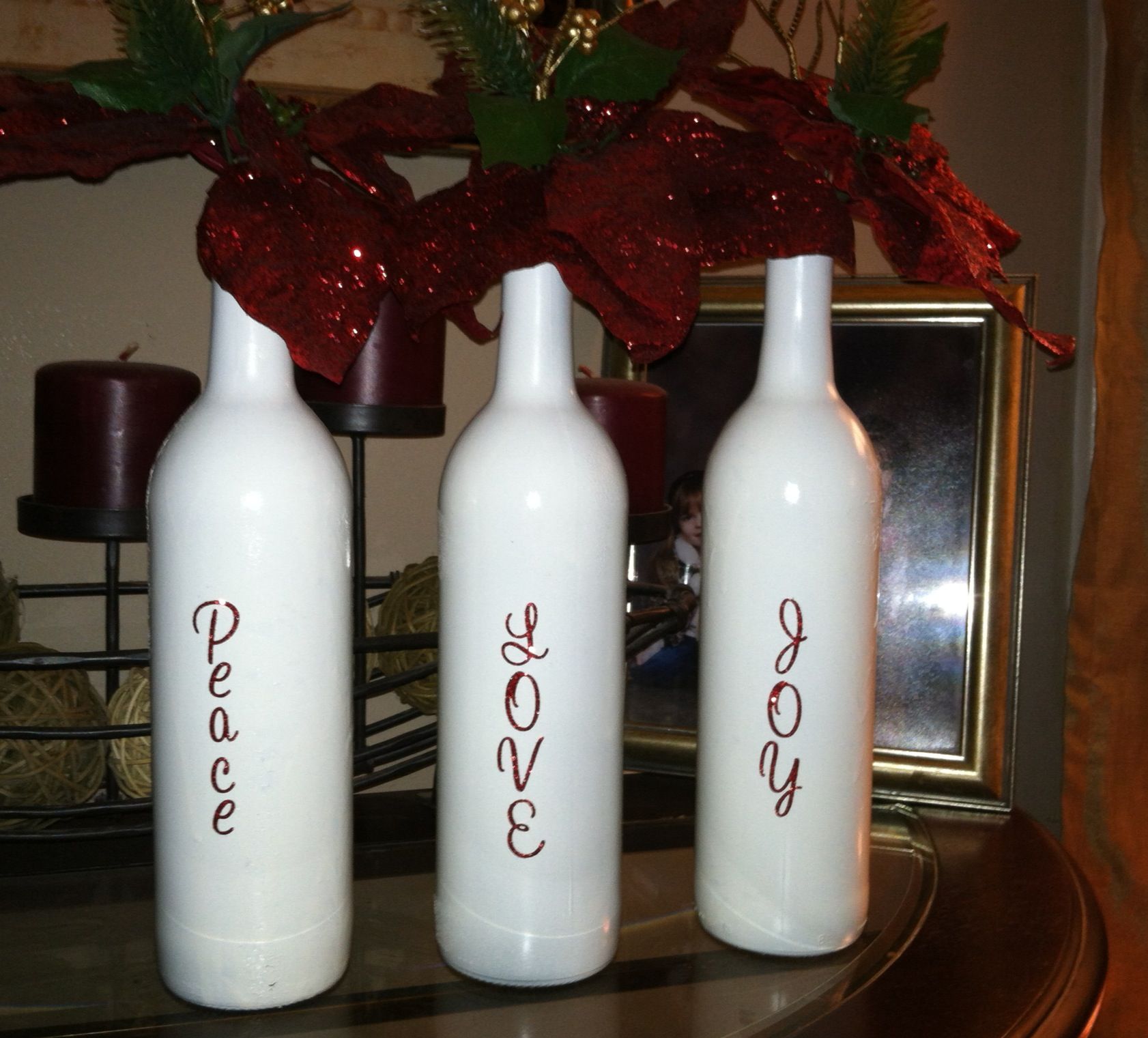 I Painted The Bottles White And Used Glittery Stickers And I Painted The Bottles White And Used Glittery Stickers And
