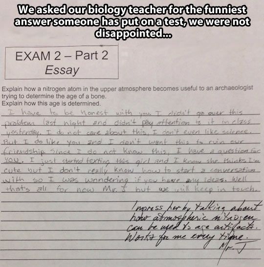 Funniest answer someone has put on a test… Funny Exam Answers, Funniest
