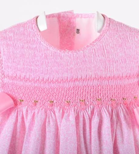 Faldón De Flores Rosas Bordado A Mano Punto Smock Ropa Bebe Niña Ropa Bebe Vestidos Para Niñas