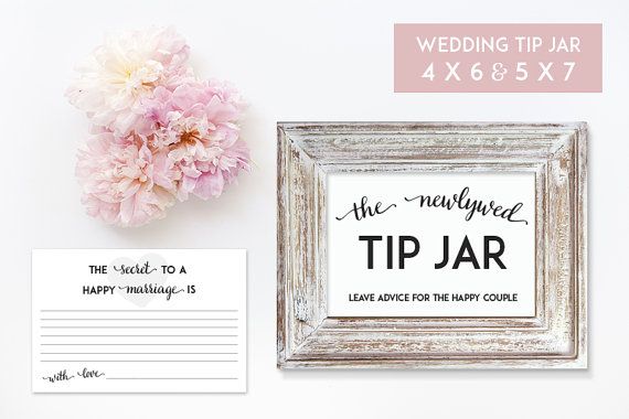 Marriage Idea Jar 5 x 7 and 4 x6 Printables - Electronic Report image about Printable Tip Jar Signs identified as Wedding ceremony Suggestion Jar 5 x 7 and 4 x6 Printables - Electronic Record