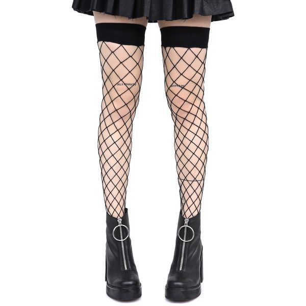 BACKSEAM FISHNET THIGH HIGH STOCKINGS BLACK LEG AVENUE FAST FREE POST