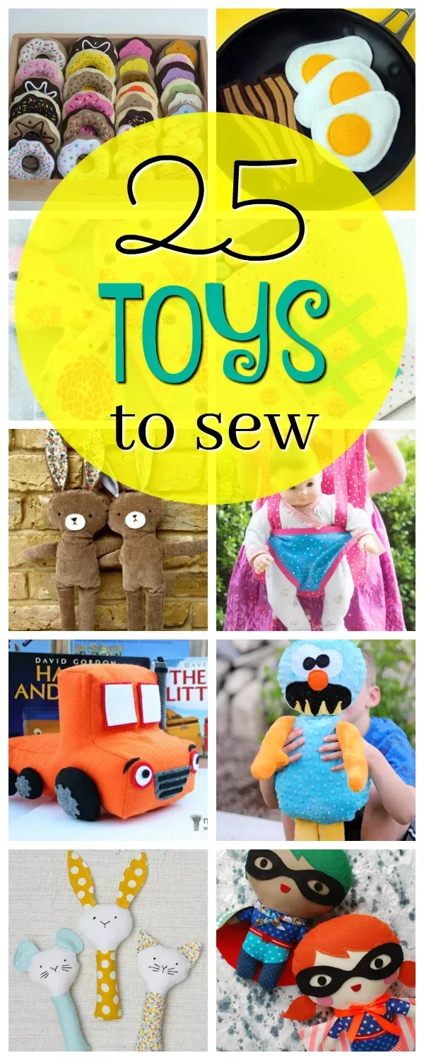Free Toy Patterns to Sew for the Kids-These make great gifts for the kids and fun sewing projects for you! #sew #sewing #patterns Trendy Sewing Projects, Trendy Sewing Patterns, Beginner Sewing Projects Easy, Baby Projects, Sewing For Beginners, Sewing Hacks, Sewing Tutorials, Diy Sewing, Sewing Ideas