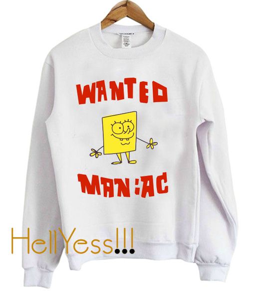 SpongeBob SquarePants Classic Wanted Maniac Crewneck Aire Hoodie Sweater | Sweater hoodie, Pants for women, Hoodies