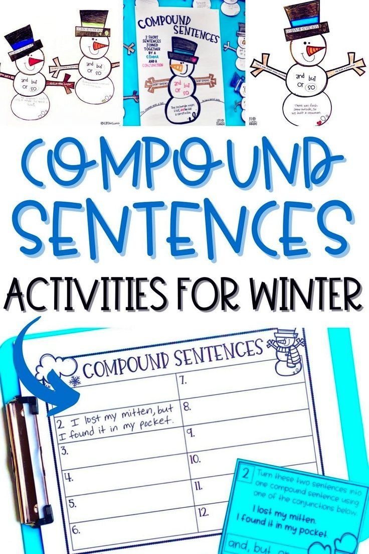 Teaching students about compound sentences can often times be an overlooked Common Core Standard. That’s why I have created a ton of fun and engaging compound sentences activities. I share compound sentence anchor charts, a winter craft, and winter task cards that will all help your students learn more about compound sentences. Use these grammar activities during your language arts block, literacy centers, or for morning work. Sentence Building Activities, Elementary Language Arts Activities, Parts Of Speech Activities, Adjectives Activities, Phonemic Awareness Activities, Student Activities, Student Teaching, Writing Activities, Winter Activities