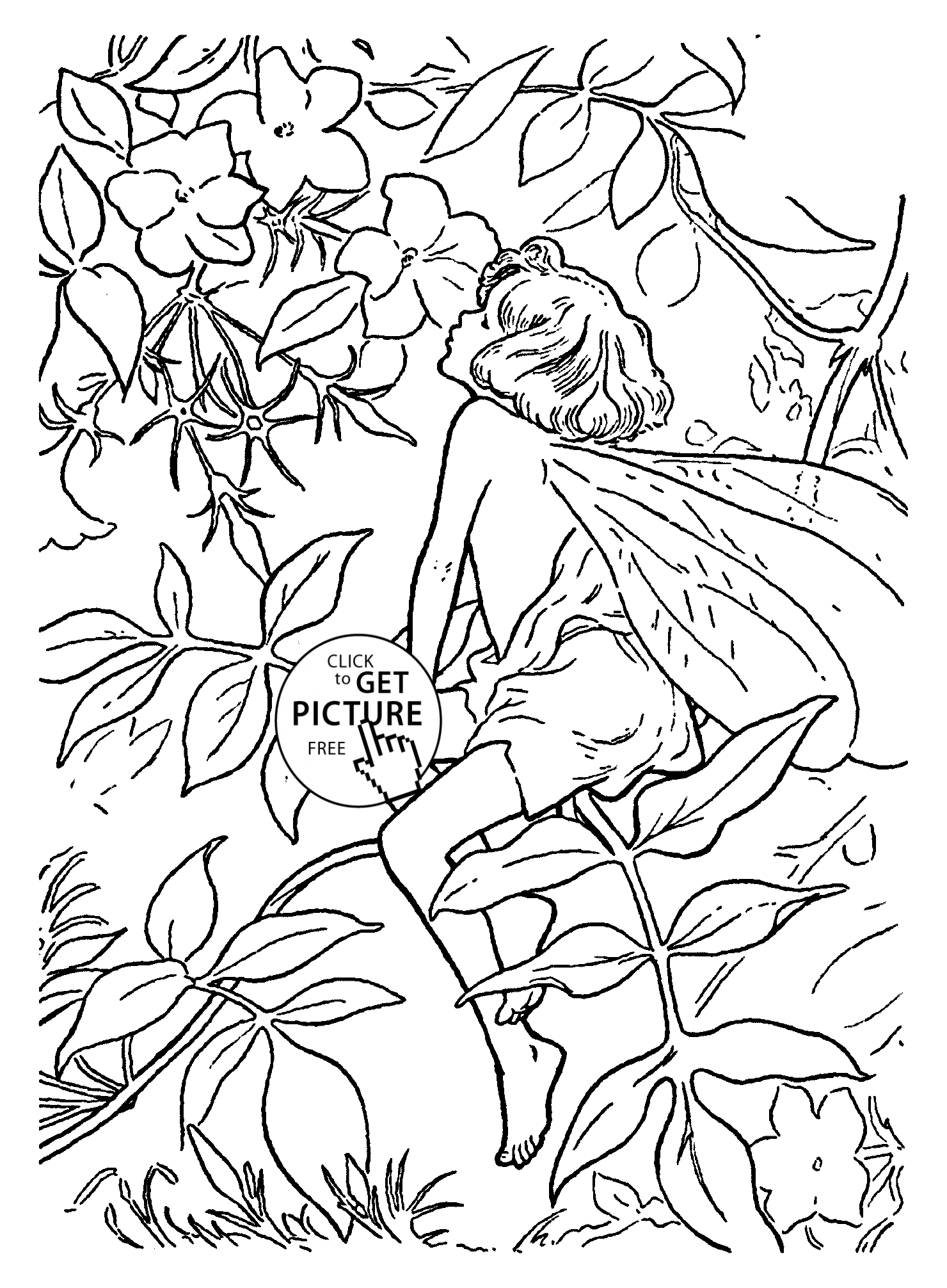 Flower Fairy Jasmine coloring page for kids for girls