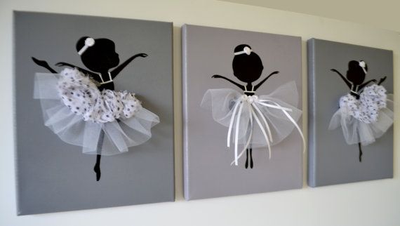 Dancing Ballerinas Wall Art Set Of Three Dancing Ballerinas In White On Etsy 4200 Diy And