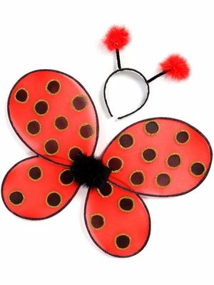 Wig Ladies Carnival Ladybug Ladybug Red Black Polka Dots Antennae