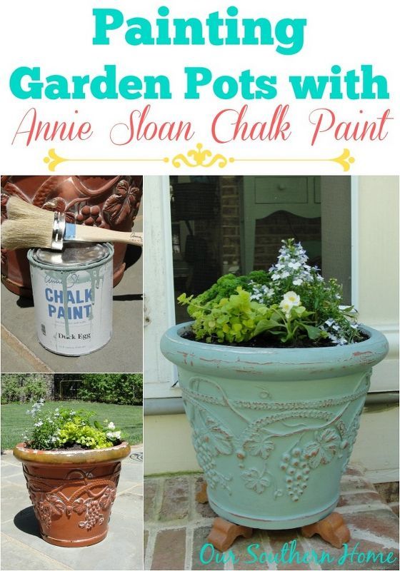 Giving Garden Pots New Life With Annie Sloan Chalk Paint Painted Plant Paint Garden Pots Painted Plant, How To Paint Outdoor Pots
