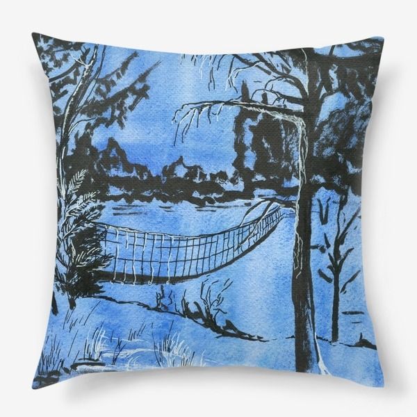 Подушка «Подвесной мост через реку, март» Throw Pillows, Toss Pillows, Cushions, Decorative Pillows, Decor Pillows, Scatter Cushions