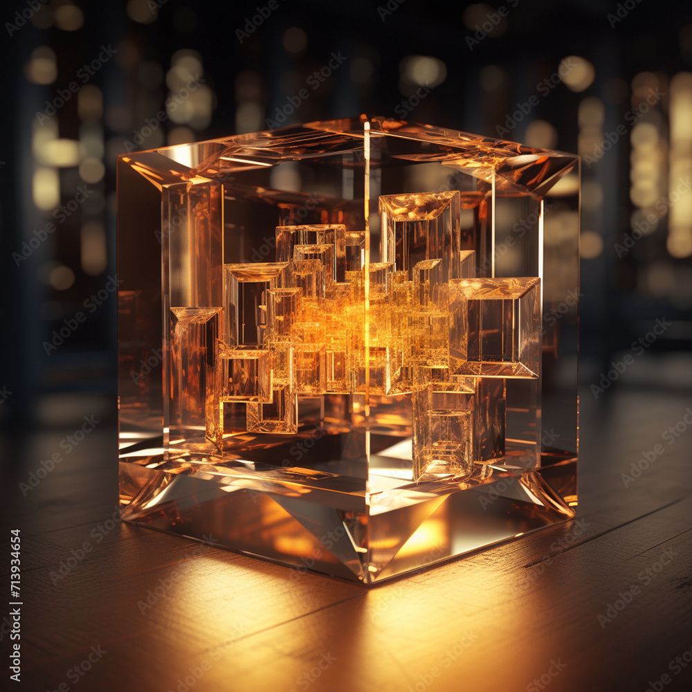 3d render of a cube created with a Generative Ai Ілюстрація Stock