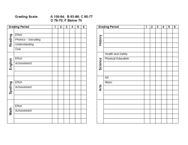 blank report cards printable