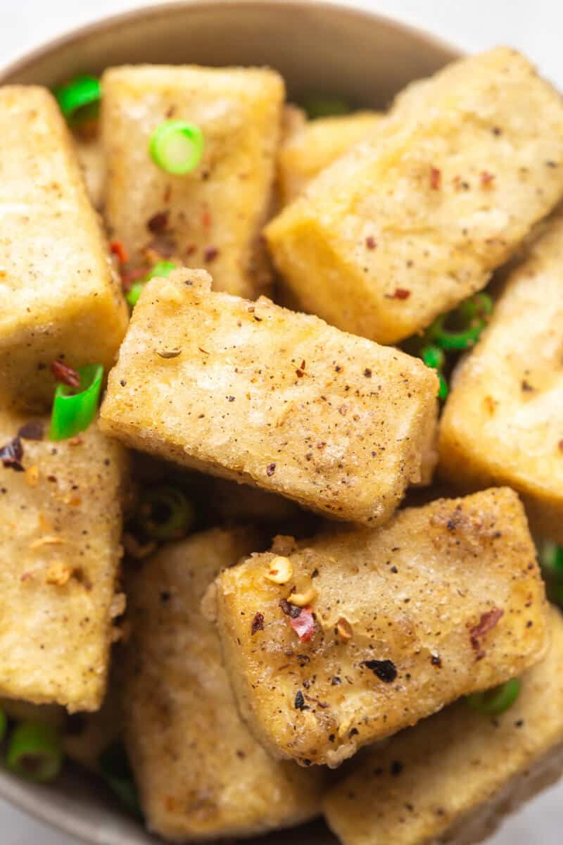 Salt And Pepper Tofu Recipe Stuffed Peppers Tofu Meat Free Recipes