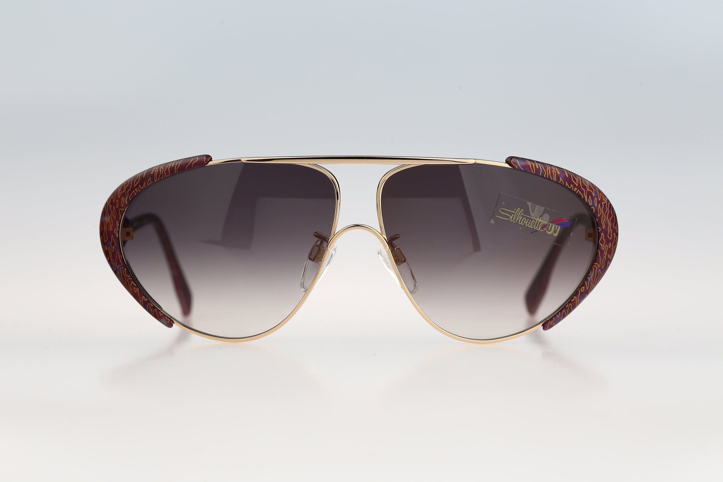 Vintage 80s oversized gold aviator sunglasses men NOS Silhouette M 8535