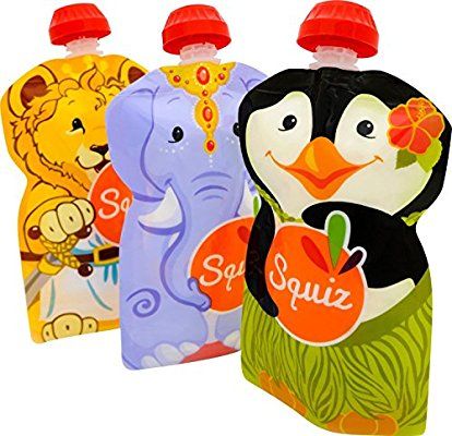 Doppel-Rei/ßverschluss 5 Unzen 4 Beutel 2 Sipn Ventil Tops Zu Sichern 2 Sipn ChooMee Wiederverwendbare Baby Lebensmittel Quetschbeutel