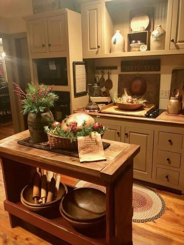primitive kitchen island Primitivekitchen Primitive kitchen
