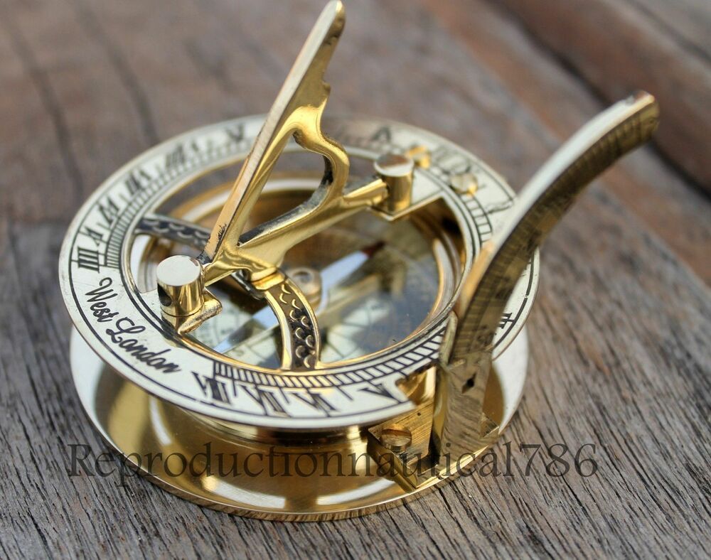 Marine Decor Solid Brass Hand-Made Vintage Working Nautical Sundial Compass