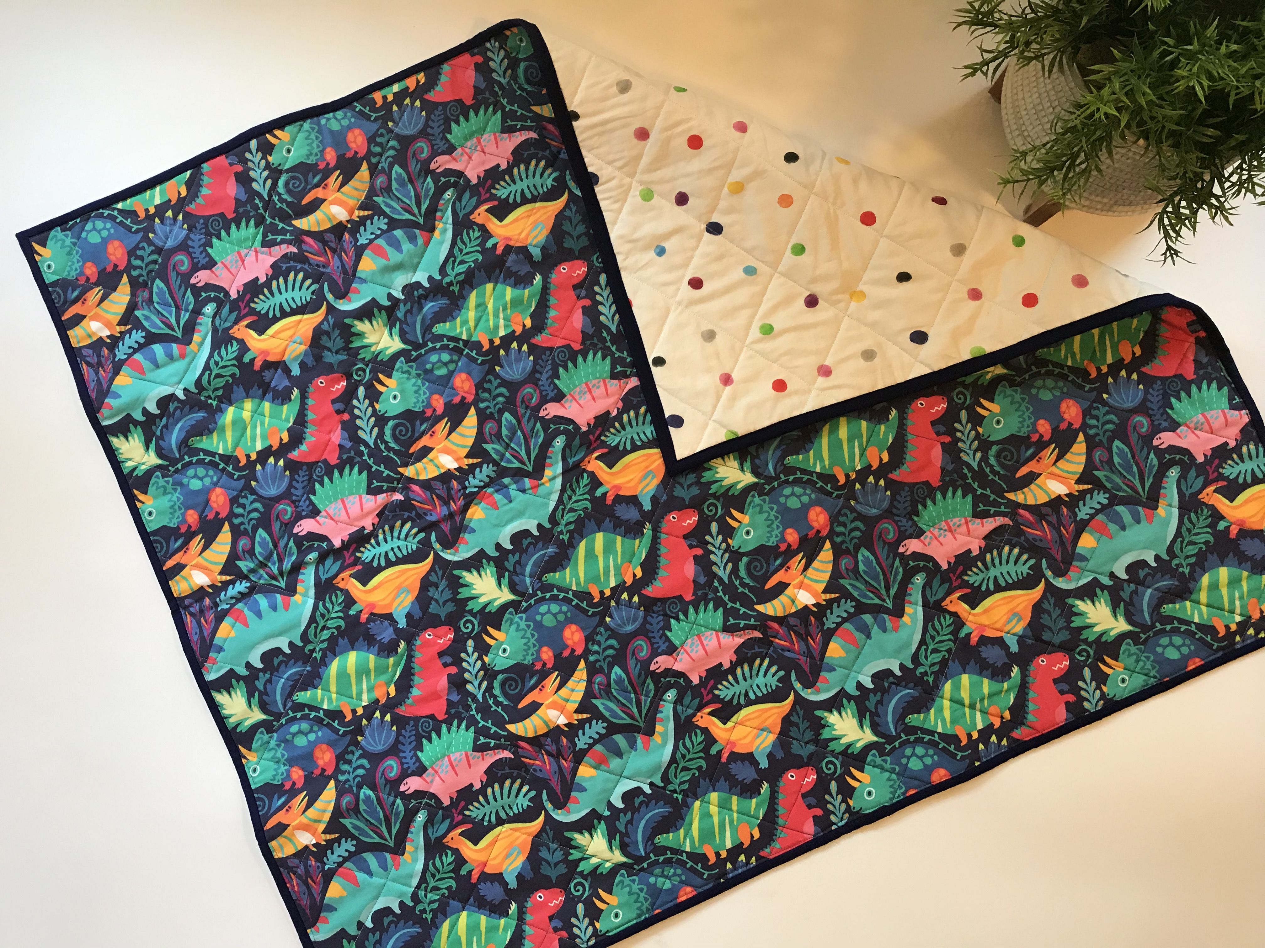 Dinosaurs Unique Handmade Patchwork Heirloom Cot Quilt