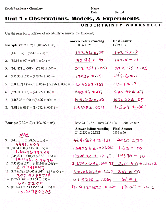 Dimensional Analysis Worksheet Key