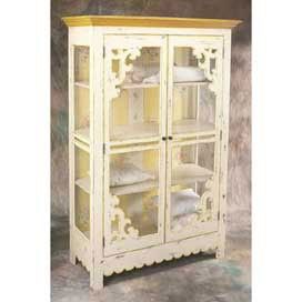 Screen door armoire Filled with shabby quilts or white towels