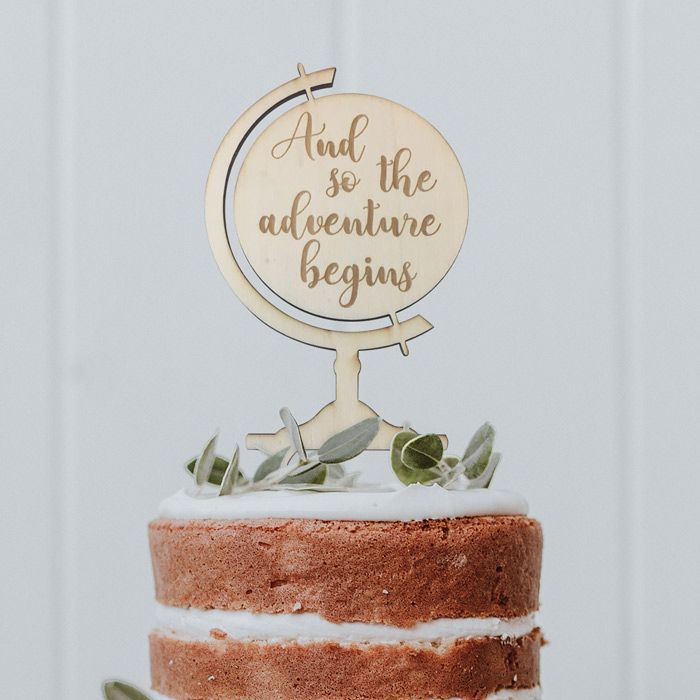 Taarttopper wereldbol the adventure begins | Weddingdeco.nl And So The Adventure Begins, Cake, Desserts, Products, Tailgate Desserts, Deserts, Kuchen, Postres, Dessert