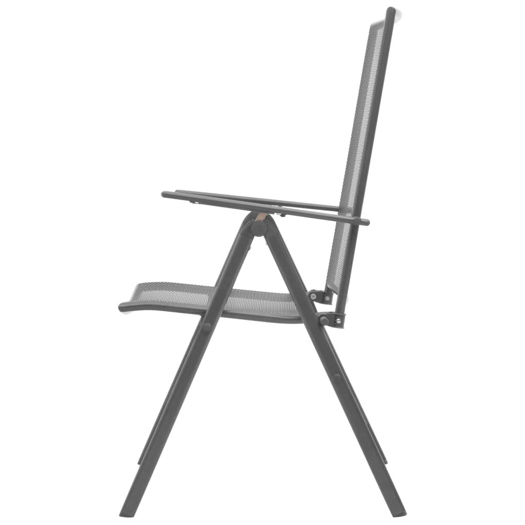 ZUN Stackable Garden Chairs 2 pcs Steel Gray 42716
