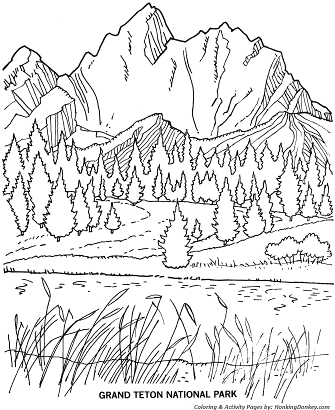 arbor day coloring pages grand teton national park sketchbook
