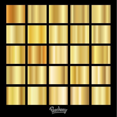 Vector Set Of Gold Gradients Gold Gradient Adobe Illustrator Graphic Design Yellow Aesthetic