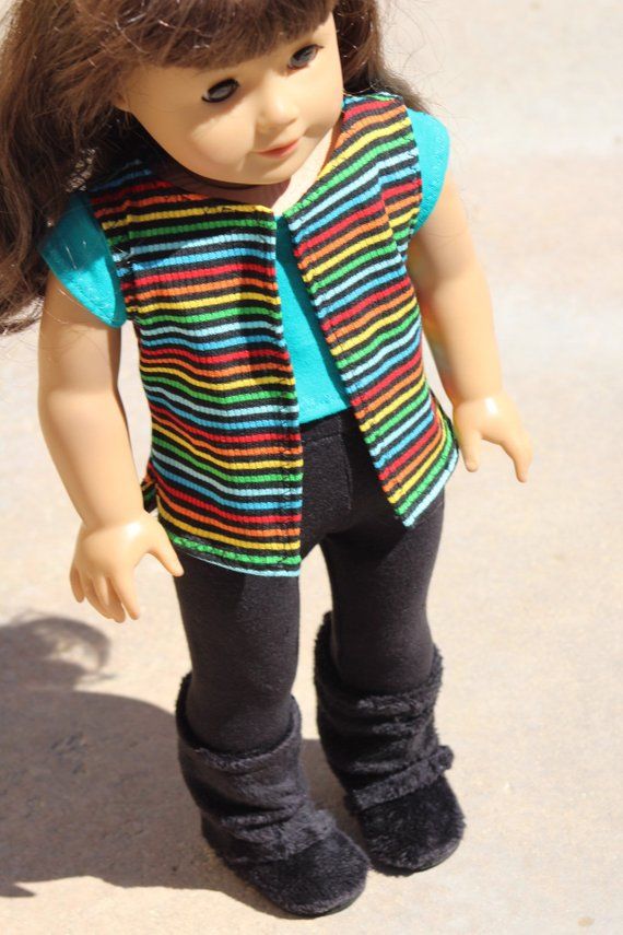 Black /& Teal Striped Sweater fit 18/" American Girl Doll