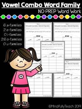 Diphthongs Vowel bos Word Families NO PREP WORD WORK