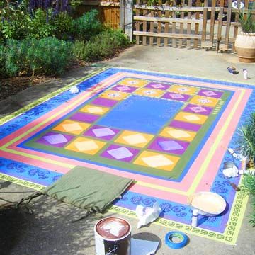 Concrete Painting Project Faux Floorcloth Gardening Ideas Tips Concrete Painting Project Faux Floorcloth