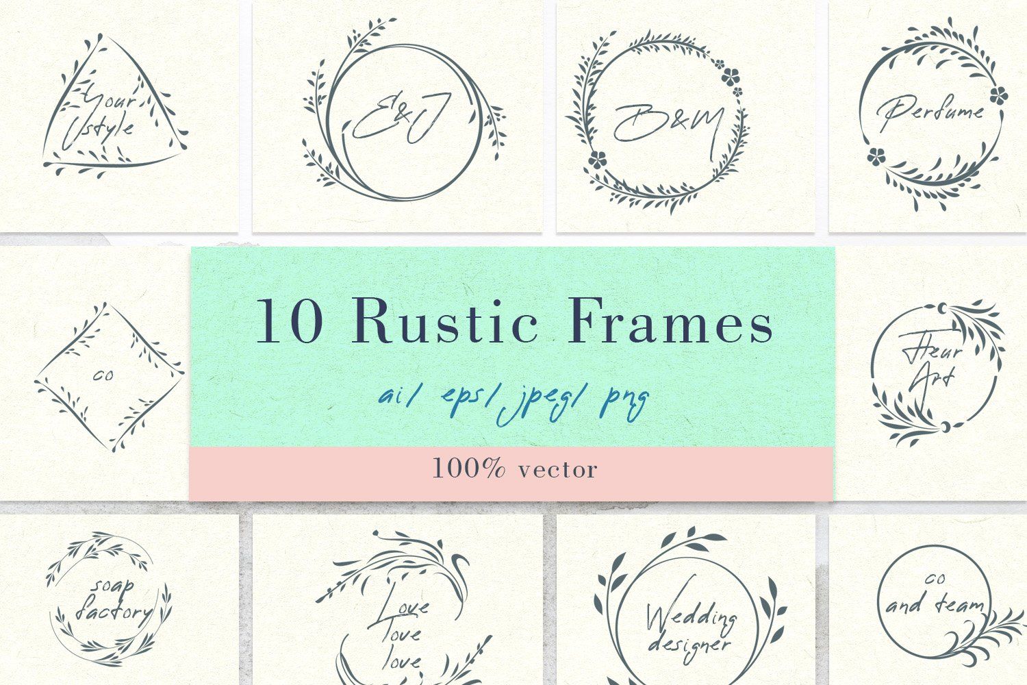 Download Floral vector rustic frames (с изображениями)