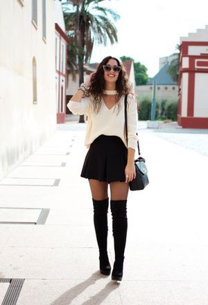 Look by @minmay with #overthekneeboots #blackboots #sheinside #skirts #pullbear #marypaz #sweaters #overtheknee #new… | Fashion outfits, Outfit botas, Outfits otoño
