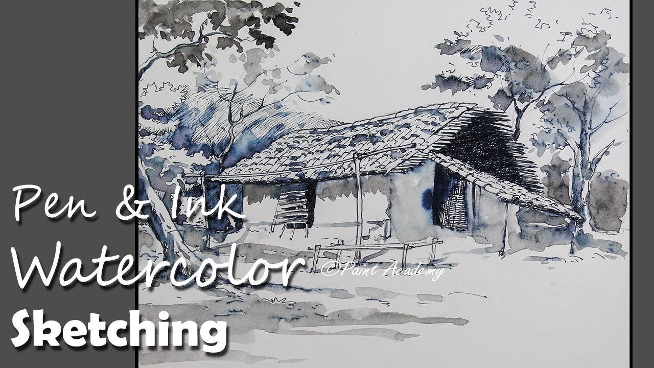 Pen & Ink Watercolor Sketching step by step - YouTube in 2020