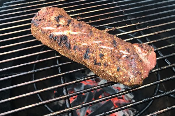 Big Green Egg Bourbon Glazed Pork Tenderloin with Peaches | Big green