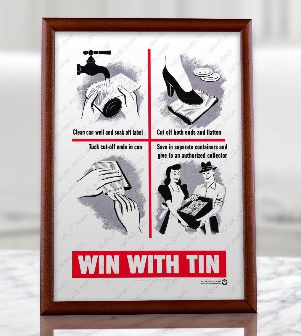 WWII American Militaria Military Wall Art WW2 Rationing Propaganda Poster