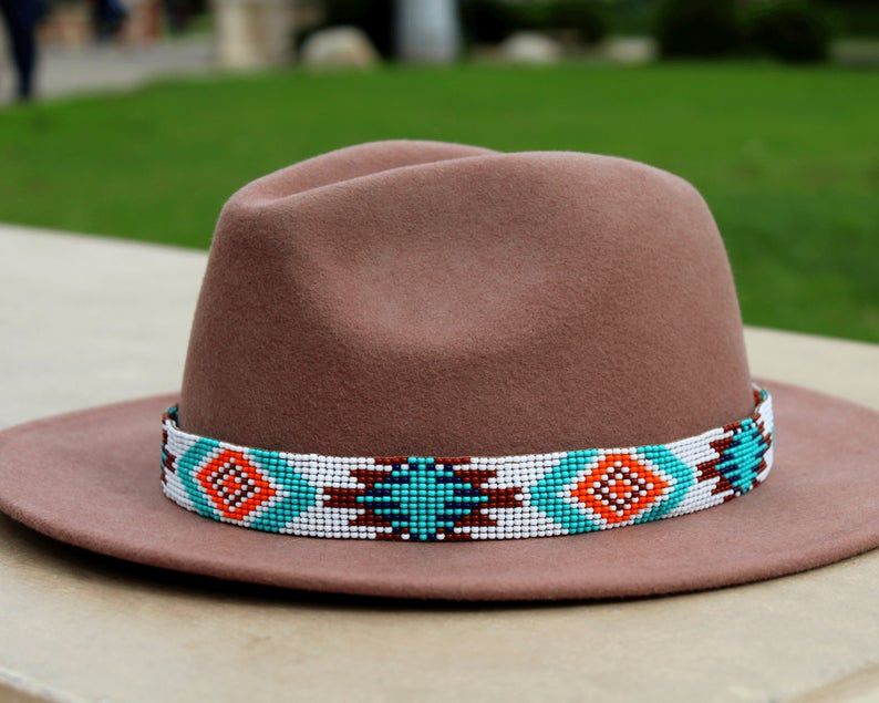 Beaded hatband leather hatband hatband for cowboy hat | Etsy Leather