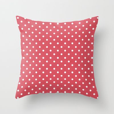 coral swiss dots Throw Pillow by Her Alfonso Throw Pillow | Purple throw