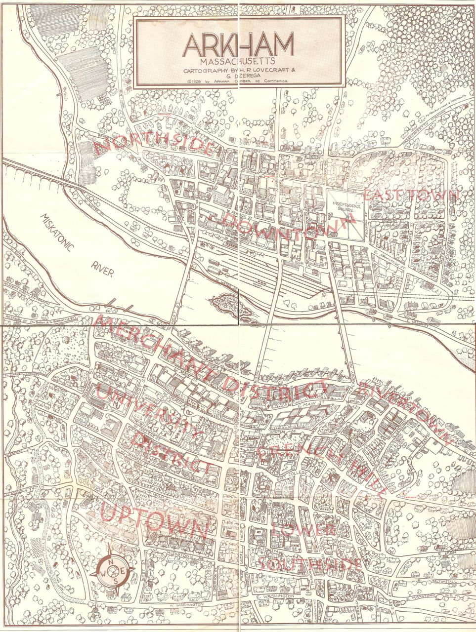 Arkham Massachusetts Map Lovecraft Cthulhu Cthulhu Lovecraft