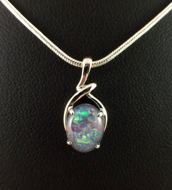 Genuine Opal Necklace Pendant Jewelry Australian Triplet - Etsy UK ...