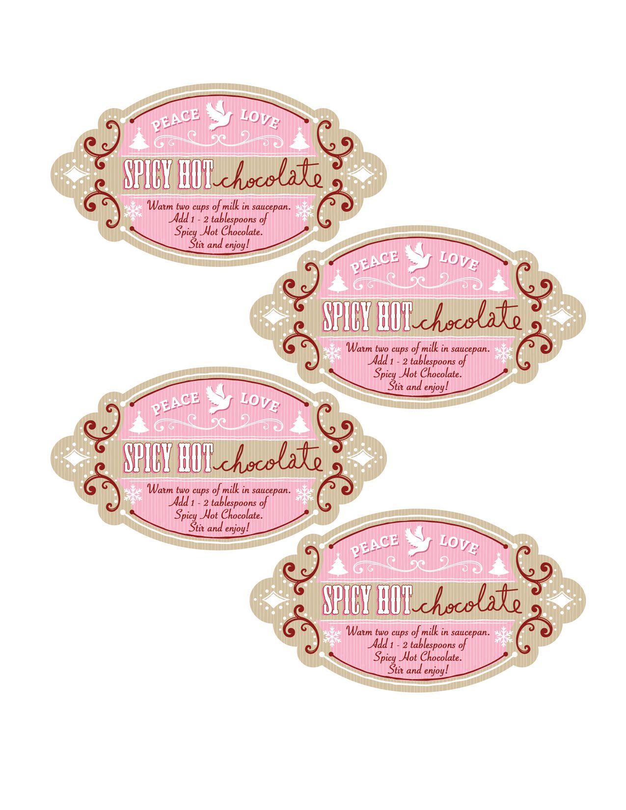 Spicyhotchocolatelabels Jpg 1275 1650 Hot Chocolate In A Jar Hot Chocolate Gifts For Office