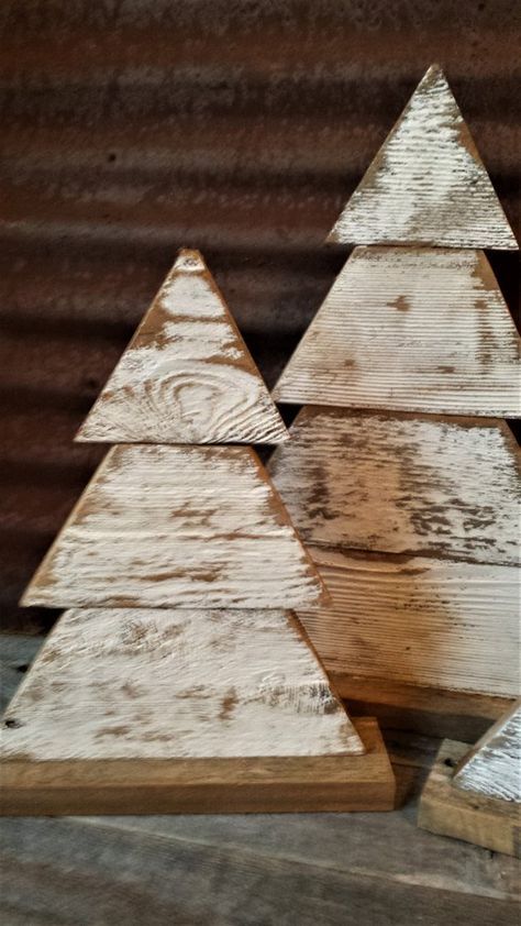 Rustic Wood Christmas Tree Single or Set of 2 Farmhouse Trees, Rustic Tree Set, Rustic Porch Decor, Holiday Porch Decor, Wood Trees #smallchristmastreeideas