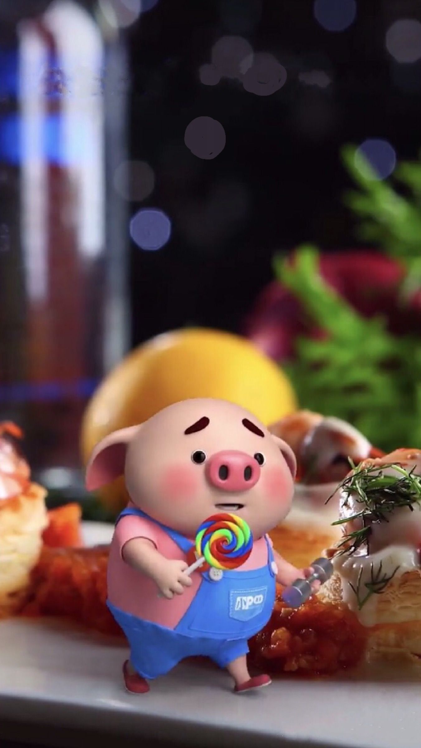 9 Cerdito Paseando Entre Comida หม