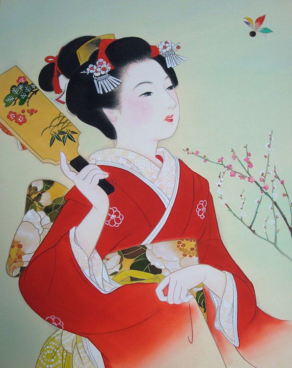 美人画 羽子つき 大全紙版額入り 日本のイラスト 中国の芸術 日本画 美人画 羽子つき 大全紙版額入り 日本のイラスト 中国の芸術 日本画