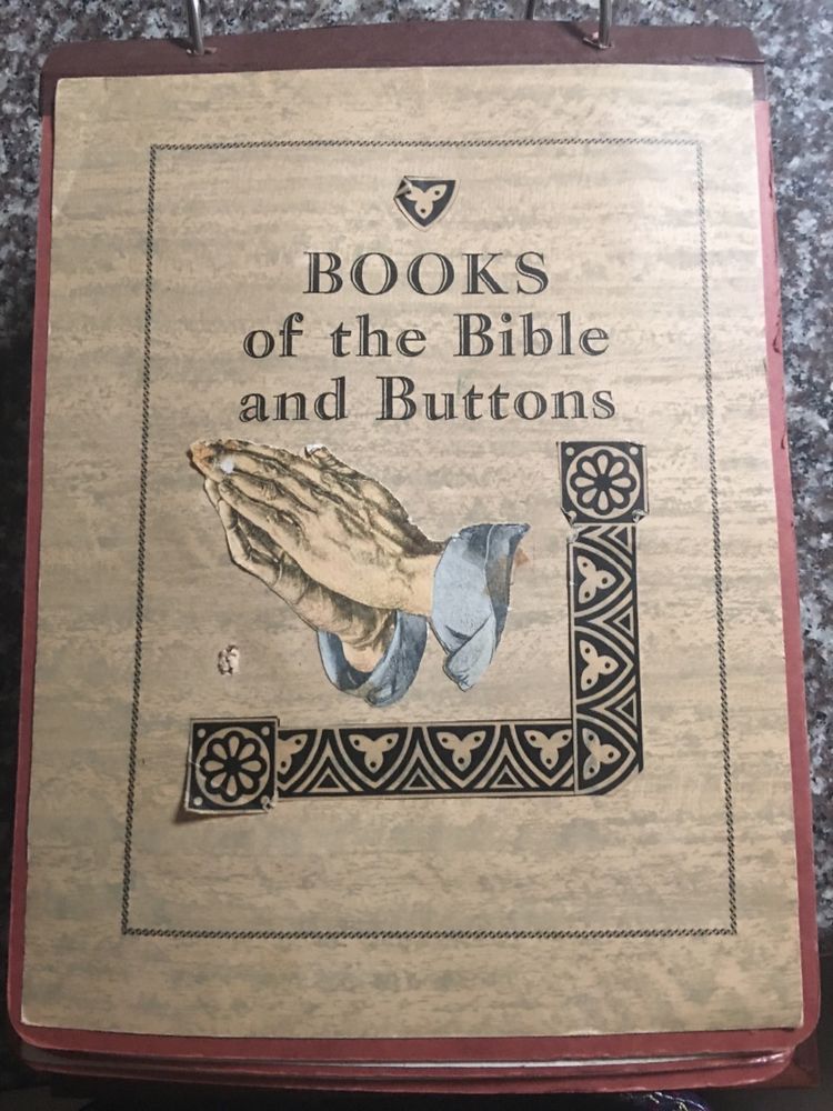 Antique vintage cat and bible button collection books of