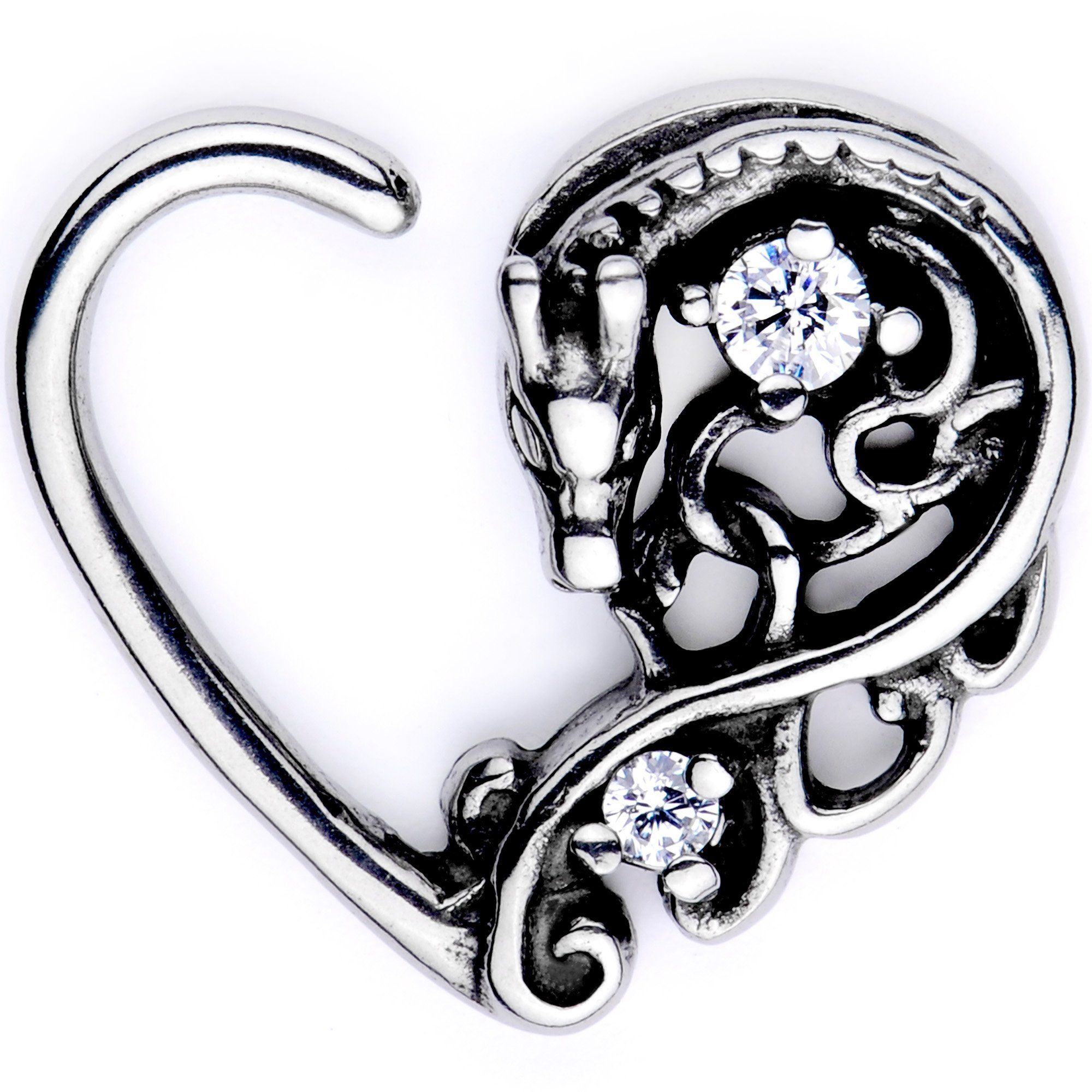 Body Candy Body Piercing Jewelry 316L Stainless Steel 16G Left or Right Closure Daith Floral Heart Tragus