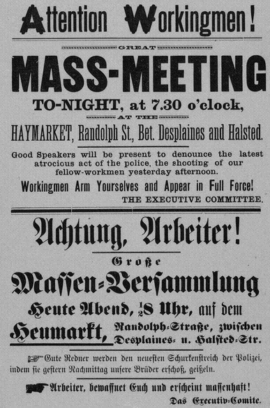 the haymarket square riots may 4 1886 advertisement for the mass haymarket flyer