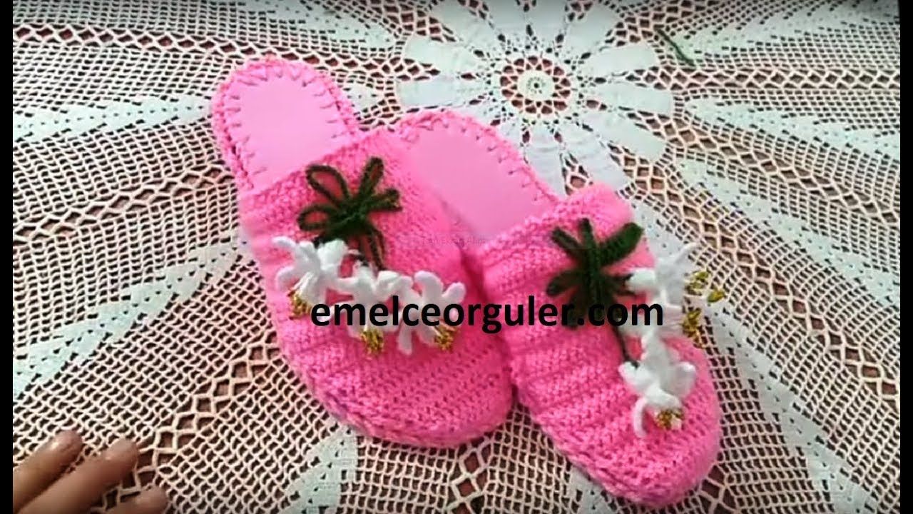 Patik Modeli Kupeli Terlik Yapimi Chinelos Decorados Arte Em Croche Pantufas