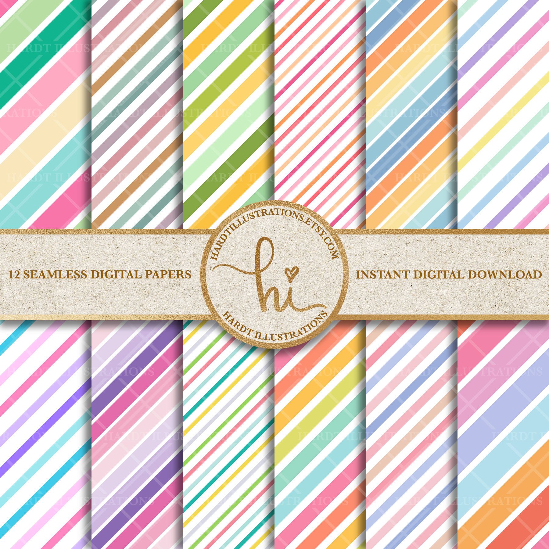 Download Pastel Stripe Digital Paper Rainbow Candy Stripes Design ...